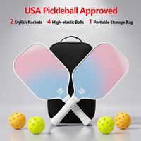 Ensemble de raquettes de pickleball en fibre de carbone T700 personnalisé avec dégradé de couleurs, noyau en nid d'abeille en polypropylène de 16 mm