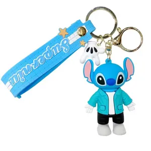 3D Cartoon Cute Custom Design silicone keychain OEM Soft Rubber Car Bag Backpack Pendant Doll Accessories rubber Key chain