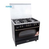 Xunda alat dapur multifungsi, peralatan rumah dapur 90cm berdiri bebas, kompor Gas 5 pembakar dengan Oven