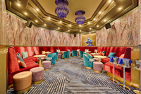 Banquette moderne en forme de U, canapé de restaurant, mobilier de restaurant, chaises et table en velours coloré