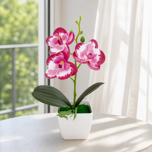 Orchidées Phalaenopsis artificielles en pot de 26 cm pour le bureau, le salon ou la décoration de bureau - Product Image 4