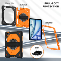 WESOROL Casing Tangguh untuk iPad Air 11 M3 2025 M2 2024 360 Stand Tali Pegangan Tali Bahu Tempat Pena Hitam Oranye