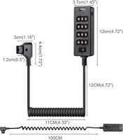 Câble répartiteur portable Alvin's Cables D-Tap avec interrupteur d'alimentation, D-Tap mâle vers 4 D-Tap femelles, 2 ports USB DC pour batterie V-Mount pour moniteur