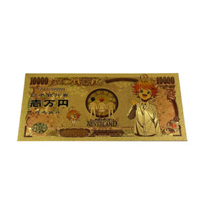 4 Arten Retro-Anime-Banknoten zum Ausmalen: Die Versprochenen Nimmerlande – Goldfolien-Plastikkarten für Heimdekoration, klassische japanische Manga-Karten - Product Image 5