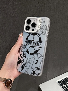 <span class=keywords><strong>Coque</strong></span> de protection antichoc en TPU personnalisable <span class=keywords><strong>avec</strong></span> nom et numéro, motif football doodle, peinture UV, argent réfléchissant pour - Product Image 2