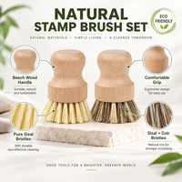 Brosse de nettoyage pour casseroles en bois de hêtre, poils de sisal et de palme, tête ronde, pour casseroles, poêles, évier, outil de nettoyage robuste