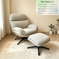 Fauteuil de lecture pivotant surdimensionné moderne OKAY Wholesale avec repose-pieds amovible, fauteuil de salon confortable en tissu