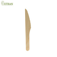 Mini couteau en bois compostable de 165mm en forme de feuille de qualité alimentaire sûr et respectueux de l'environnement durable en bois