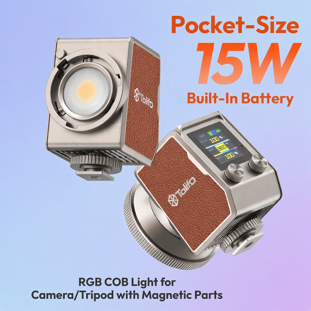TOLIFO PL-15RGB Mini Portable RGB on Camera Video Light for Vlogger Photography with Rechargeable Battery & Mounting Accessories