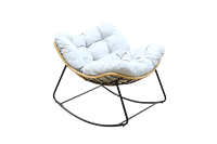 Fauteuil à bascule moderne modulaire inclinable pour adulte, en rotin léger, avec structure métallique portable, pour usage intérieur/extérieur, salle à manger, école