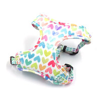 Harnais de marche pour chien avec collier et laisse, motif cœur imprimé, design mignon, sans traction, pour chiot, petit chien, chat