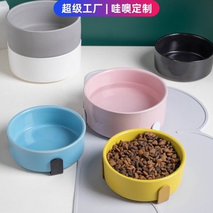 Bol pour chien en céramique personnalisé Wow, antidérapant, différentes tailles, bol pour nourriture et eau pour animaux de compagnie, support amovible - Product Image 1