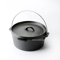 Ensemble d'ustensiles de cuisine en fonte, pour le Camping, avec boîte en bois, casseroles et poêles, 8 à 7 pièces