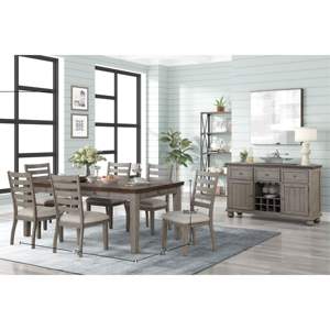 Mesa de comedor DB Casual de 6 cajones con acabado en dos tonos - Product Image 5