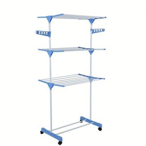 <b>Folding</b> Laundry Clothes Horses Dryer Rack Free-Standing Rolling Portable Hanger Stainless Steel Drying Rack for Outdoor Indoor - Product Image 1
