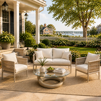 Ensemble de canapés de conversation de luxe en corde tressée résistante aux intempéries pour l'extérieur, idéal pour villa, jardin et terrasse