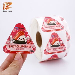 Etiquetas Triangulares Autoadhesivas Impermeables Personalizadas RONG ZHEN para Empaque de Sushi Japonés, Rollo de Papel de Grado Alimenticio de 120g - Product Image 3
