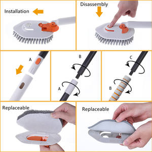<span class=keywords><strong>Brosse</strong></span> de nettoyage de douche 4-en-1 à long manche 4 têtes différentes pour le récurage du carrelage de la salle de bain - Product Image 5