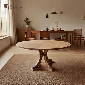 एक प्राकृतिक कदम आधार और गोल डाइनिंग टेबल के साथ नया ग्रामीण ओक लिविंग और डाइनिंग रूम फर्नीचर - Product Image 1