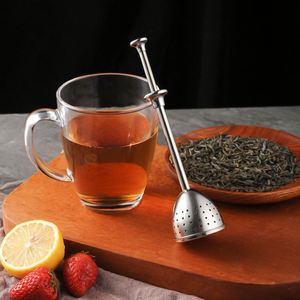 Nouvelle infuseur à thé réutilisable en acier inoxydable et silicone, à long manche, écologique, avec tamis fin, pour tasses et théières - Product Image 1