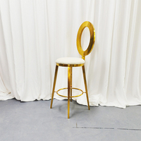 Tabouret de bar ovale en acier inoxydable doré, chaise de bar de luxe rembourrée pour banquet de mariage, hôtel, fabrication sur mesure