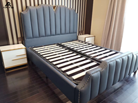 Lits King et Queen Size en cuir confortables au design moderne et de luxe Meubles en bois avec double rembourrage Lit en cuir pour chambre à coucher pour la maison