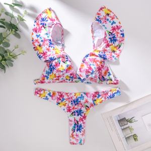 Maillot de bain tendance pour la plage, personnalisable avec logo, taille haute, string, bikini à nouer, maillot de bain une pièce uni/imprimé/à pois, taille XL - Product Image 4