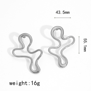 Titanium Hypoallergenic Geometric Jewelry Stainless Steel Chunky Hollowed Earrings for Women - Product Image 5