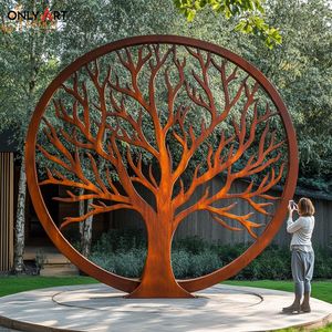 Décoration de jardin durable résistante aux intempéries et à la rouille à usage extérieur Sculpture en arbre corten abstrait artistique moderne personnalisée de grande taille - Product Image 6