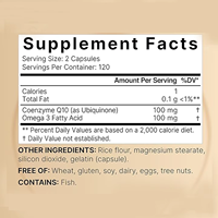 Capsules de coenzyme Q10 et oméga-3 antioxydantes à coque dure, formule optimisée 2-en-1, 120 portions, soins de santé, OEM, pour hommes, marque privée