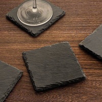 Sous-verre rond en pierre naturelle noire résistant à la chaleur, design zen asiatique pour verres à thé, whisky et cocktails