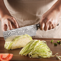 Haute qualité 9 pièces en acier inoxydable Pakka manche en bois ensemble de couteaux de cuisine professionnel damas motif couperet Chef couteaux boîte-cadeau