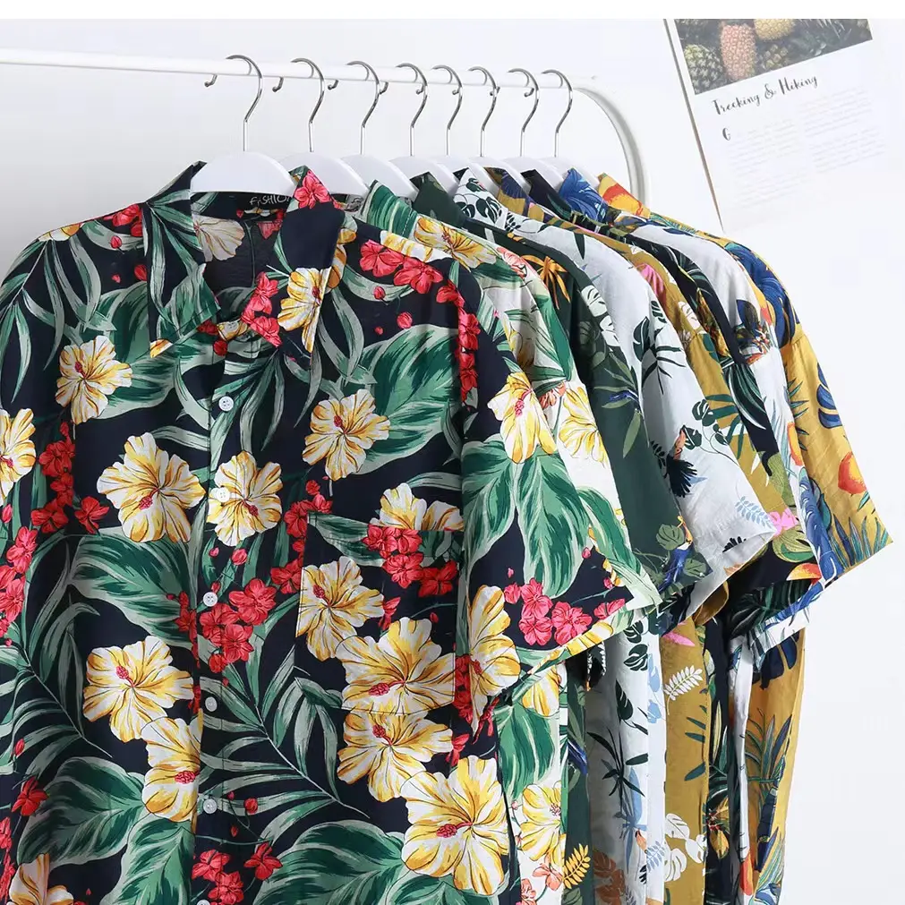 Camicie da uomo di nuovo arrivo camicia hawaiana a maniche corte resort wear