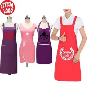 Promotional Heavy Duty Arpenter Work Apron With Tool Pockets Polyester 100% Organic Cotton Canvas Cooking Chef Kitchen Aprons