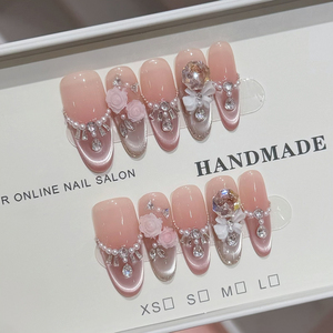 Uñas Postizas Cortas Ovaladas con Efecto Ojo de Gato y Lámina Dorada, Estilo Minimalista, Versátiles, Reutilizables, para Uso Diario y Ocio - Product Image 2