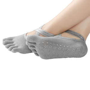 Chaussettes de yoga antidérapantes en coton à bout ouvert, coupe basse, type socquettes, pour le yoga - Product Image 5