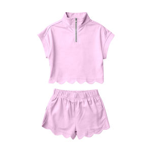 Précommande MOQ 5 – Nouveaux Vêtements d'Été pour Filles à Fermeture Éclair et Bordure Festonnée, Couleurs Unies – Vêtements de Sœurs en Gros, Tenues de Boutique pour Enfants, Nouvelle Mode - Product Image 6