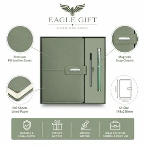 Customized A5 Faux Leather <b>Notebook</b> Journal Pen Box for Corporate Business Souvenirs Tradeshow Presents 3 In 1 Gift <b>Set</b> - Product Image 2