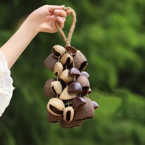 Wholesale Natural Fruit Shell Wind Chime Handmade <b>Seed</b> Pod Hanging Rattle, Boho Home Wall Decor Sound Healing Musical Ornament - Product Image 2