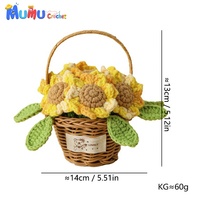 Tournesol en crochet pour le soutien émotionnel, plante en pot, mini panier de fleurs fait main, amigurumi pour la décoration du tableau de bord de voiture, compagnon de bureau, cadeau
