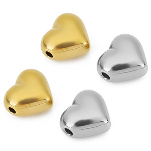 Stainless Steel Heart Shaped Beads Gold Silver Plated DIY Jewelry Accessories Loose Pendant For Bracelet Making - Product Image 3