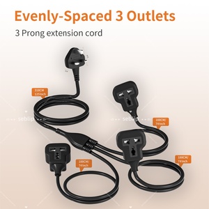 Multiprise robuste avec prise fusible 13A, séparateur 3 voies, 3 prises, rallonge de sol en cuivre pour hôpitaux - Product Image 2