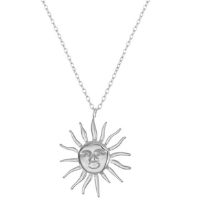 Amy Amy Sun <b>Face</b> Pendant Necklace Silver Plated Alloy Women's Vintage Everyday Jewelry Gift Box Chain C0017 - Product Image 3