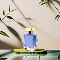 Nouvelle conception – Flacon de parfum carré plat transparent de 100 ml, rechargeable, vide, personnalisable avec pompe pulvérisatrice et couvercle