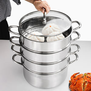 Olla Vaporera Japonesa de Fábrica, Utensilios de Cocina, Olla Vaporera de Acero Inoxidable de 32 cm, Juego de Ollas Vaporeras para Alimentos - Product Image 3