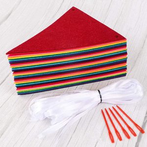 <span class=keywords><strong>Guirlande</strong></span> de bannières fanions en tissu de feutre arc-en-ciel, décorations multicolores pour fête d'anniversaire - Product Image 4