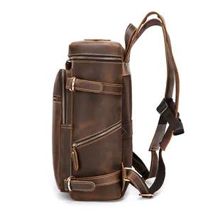 Cowhide Backpack TIDING OEM Custom Vintage Cowhide Crazy Horse Leather Back Pack Bags Men Genuine Leather Backpack Manufacturer