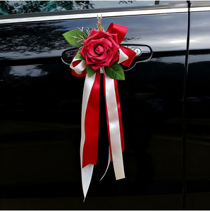 Ornement floral en ruban pour poignée de porte de <span class=keywords><strong>voiture</strong></span> de <span class=keywords><strong>mariage</strong></span>, roses artificielles vert sauge, bordeaux, rose et blanc, pour cérémonie de <span class=keywords><strong>mariage</strong></span> - Product Image 4