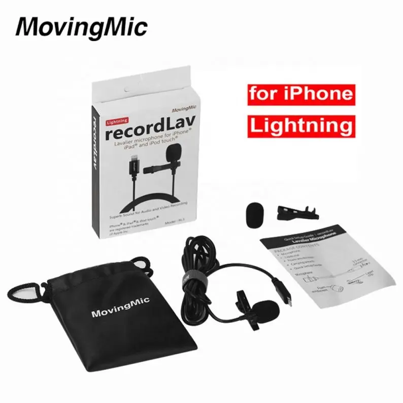 Portabel Profesional Video Conference Tersembunyi Rekaman Suara Kerah MIC Mikrofon dengan Lightning Plug