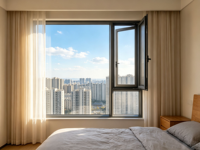 Ventana Abatible de Alto Rendimiento con Sistema de Aislamiento Térmico y Persianas Integradas